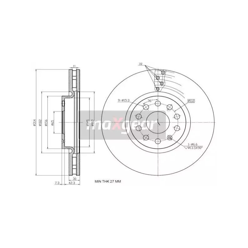 Stabdžių diskas  MAXGEAR 19-3215