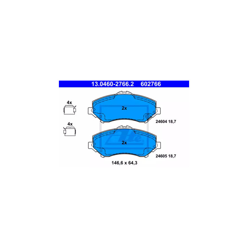 Diskinių stabdžių trinkelių rinkinys  ATE 13.0460-2766.2