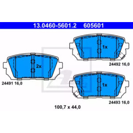Diskinių stabdžių trinkelių rinkinys  ATE 13.0460-5601.2
