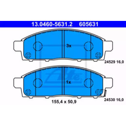 Diskinių stabdžių trinkelių rinkinys  ATE 13.0460-5631.2