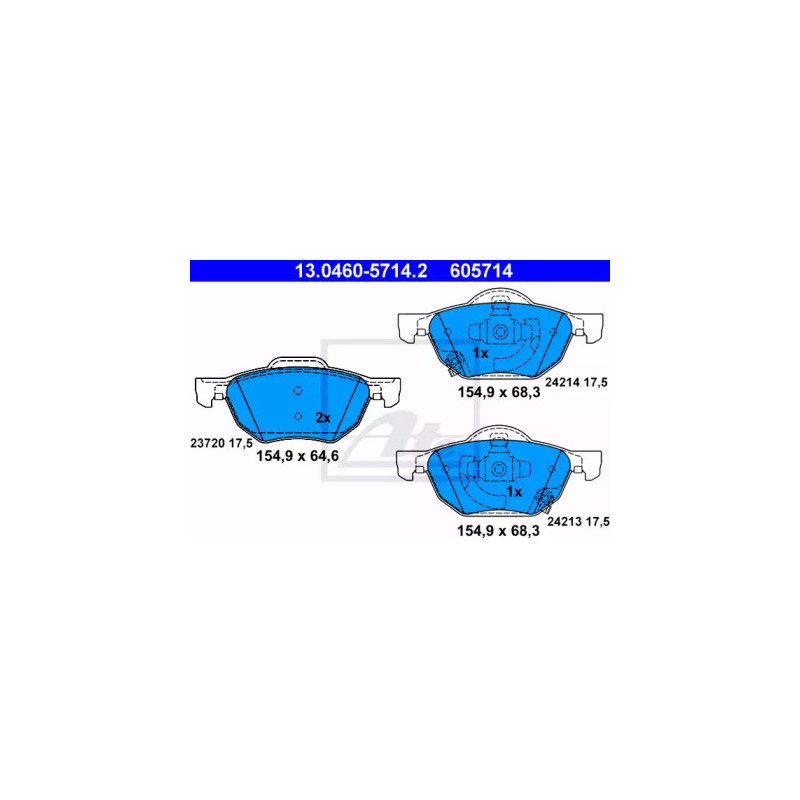 Diskinių stabdžių trinkelių rinkinys  ATE 13.0460-5714.2