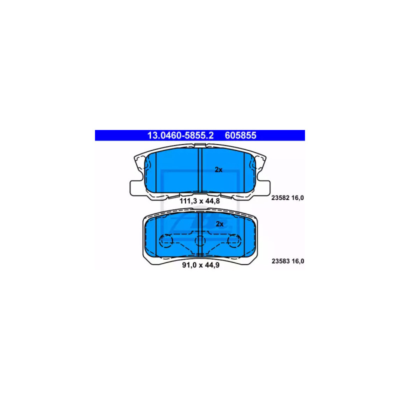 Diskinių stabdžių trinkelių rinkinys  ATE 13.0460-5855.2