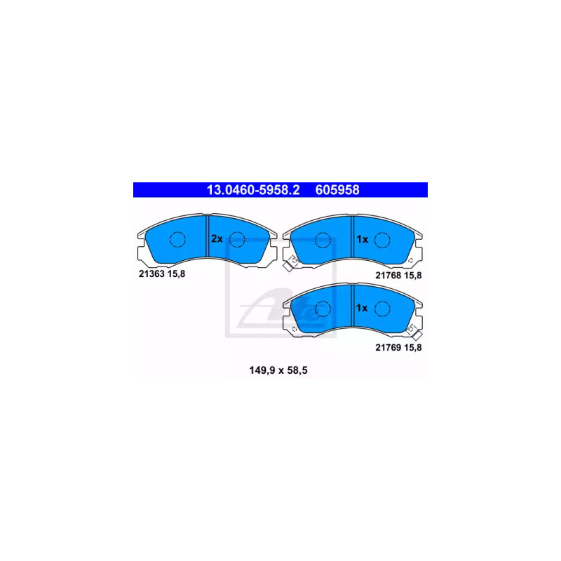 Diskinių stabdžių trinkelių rinkinys  ATE 13.0460-5958.2