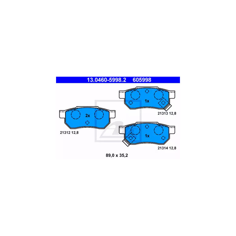 Diskinių stabdžių trinkelių rinkinys  ATE 13.0460-5998.2