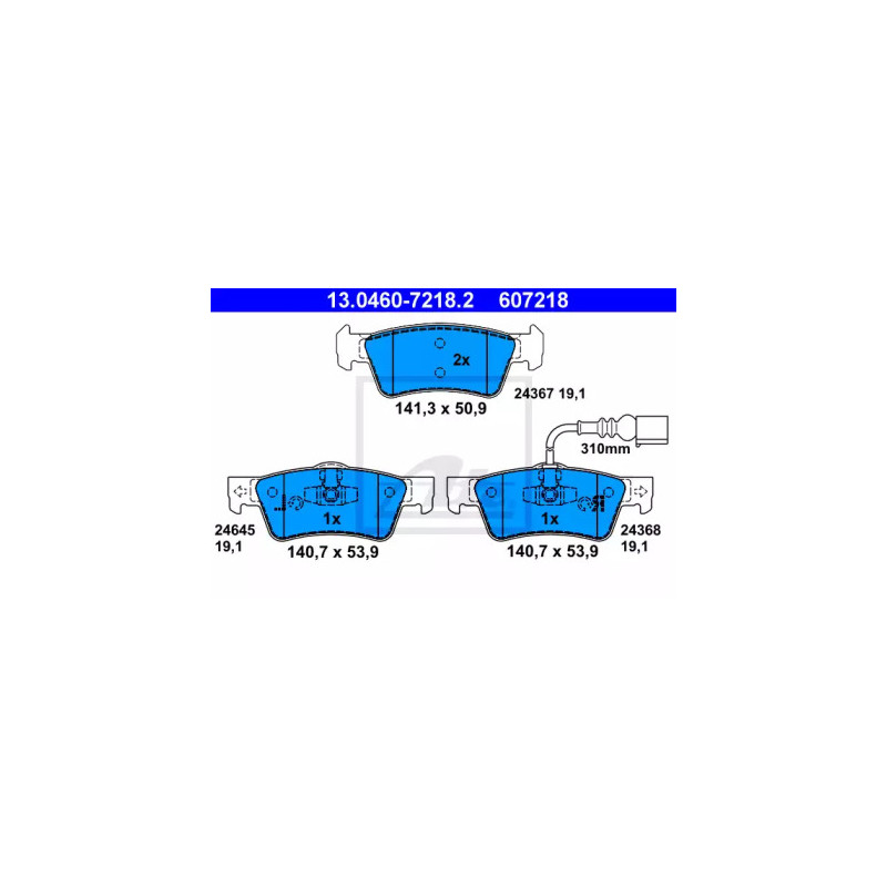 Diskinių stabdžių trinkelių rinkinys  ATE 13.0460-7218.2