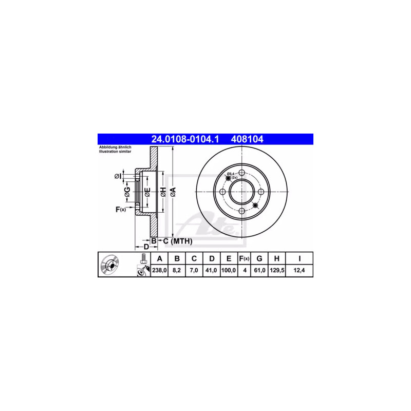 Stabdžių diskas  ATE 24.0108-0104.1