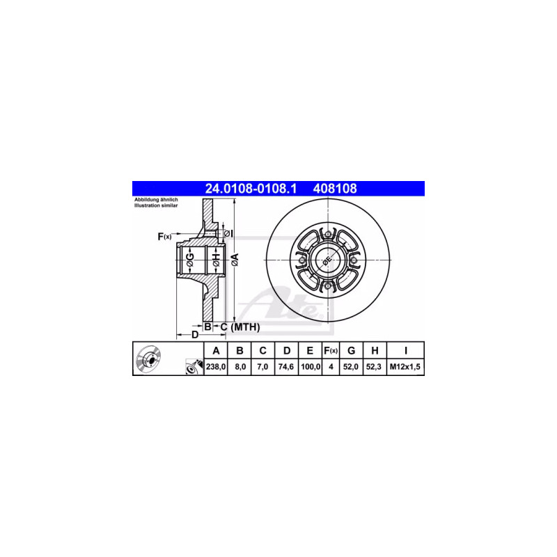 Stabdžių diskas  ATE 24.0108-0108.1