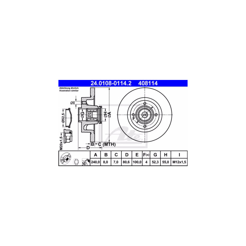 Stabdžių diskas  ATE 24.0108-0114.2