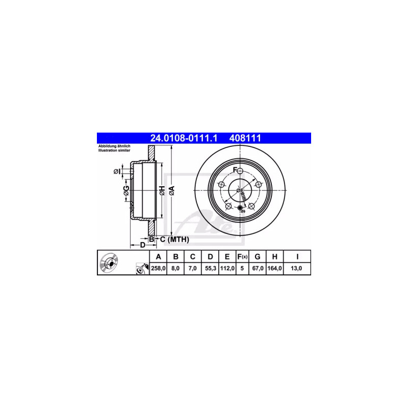 Stabdžių diskas  ATE 24.0108-0111.1