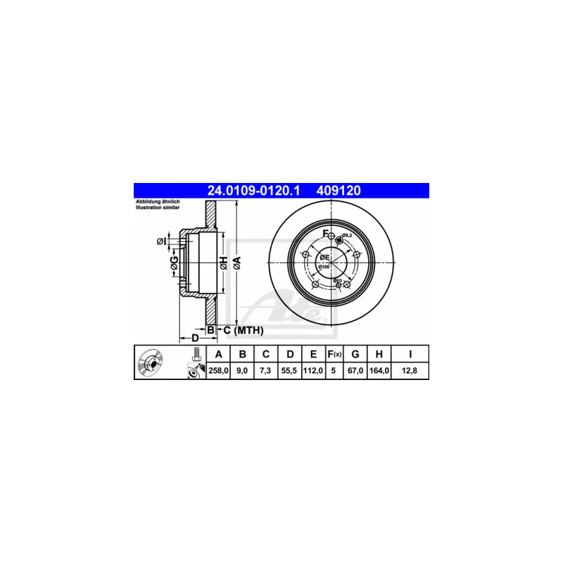 Stabdžių diskas  ATE 24.0109-0120.1