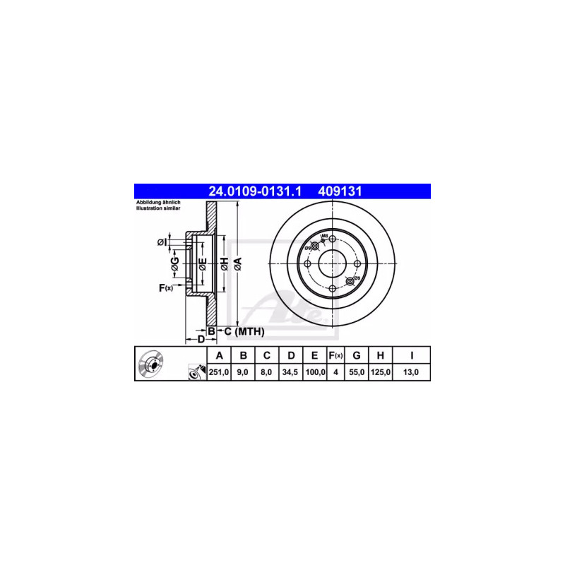 Stabdžių diskas  ATE 24.0109-0131.1