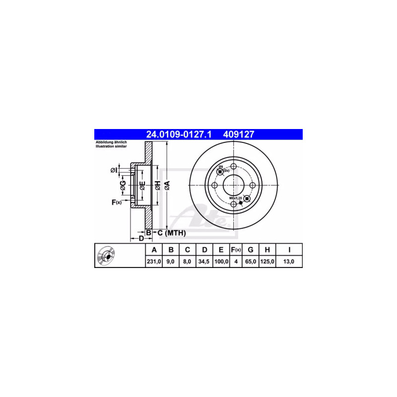 Stabdžių diskas  ATE 24.0109-0127.1