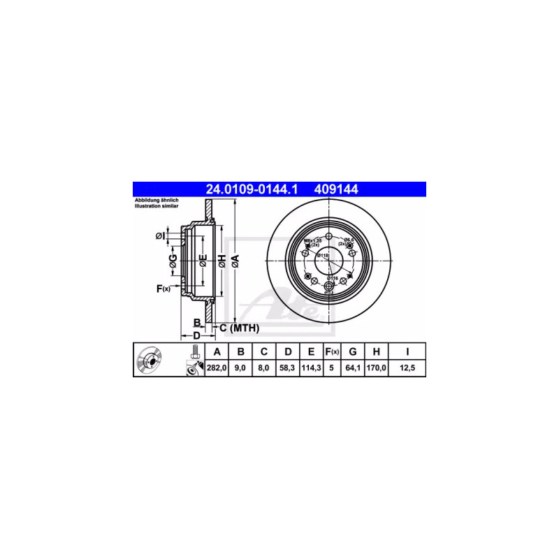 Stabdžių diskas  ATE 24.0109-0144.1