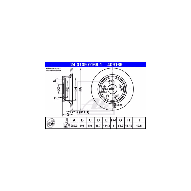 Stabdžių diskas  ATE 24.0109-0169.1