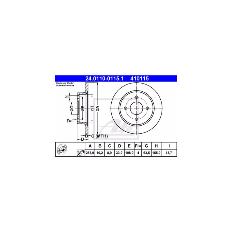 Stabdžių diskas  ATE 24.0110-0115.1