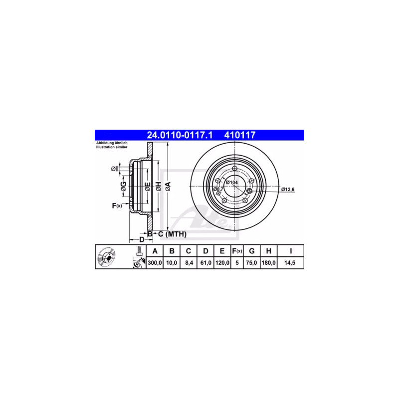 Stabdžių diskas  ATE 24.0110-0117.1