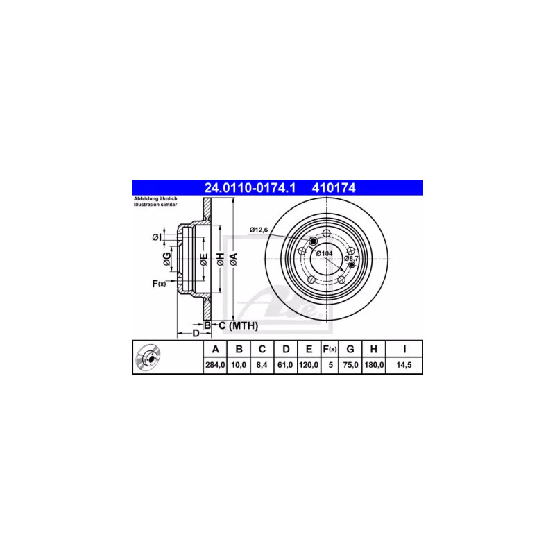 Stabdžių diskas  ATE 24.0110-0174.1