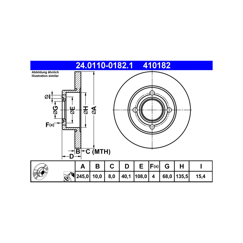 Stabdžių diskas  ATE 24.0110-0182.1