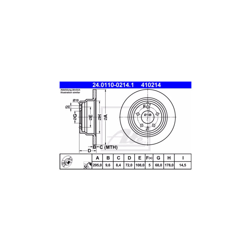 Stabdžių diskas  ATE 24.0110-0214.1