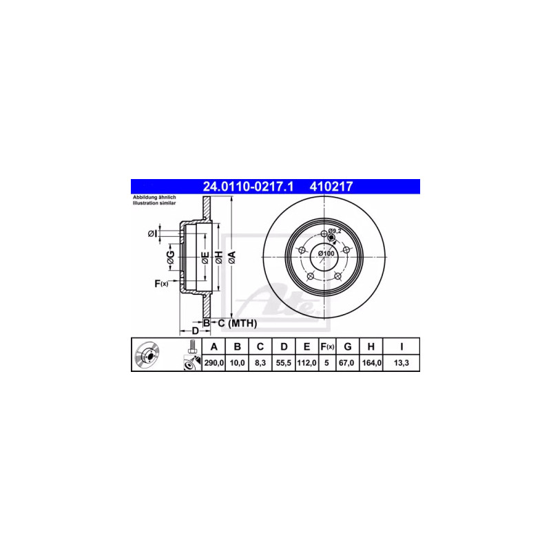 Stabdžių diskas  ATE 24.0110-0217.1
