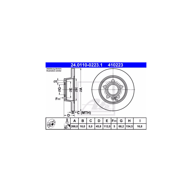 Stabdžių diskas  ATE 24.0110-0223.1
