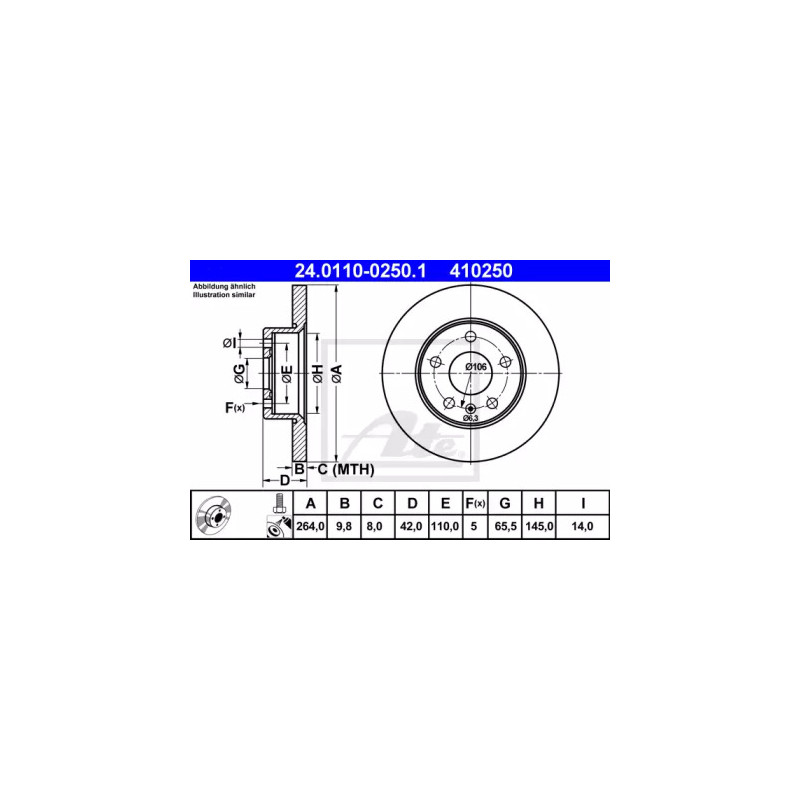 Stabdžių diskas  ATE 24.0110-0250.1
