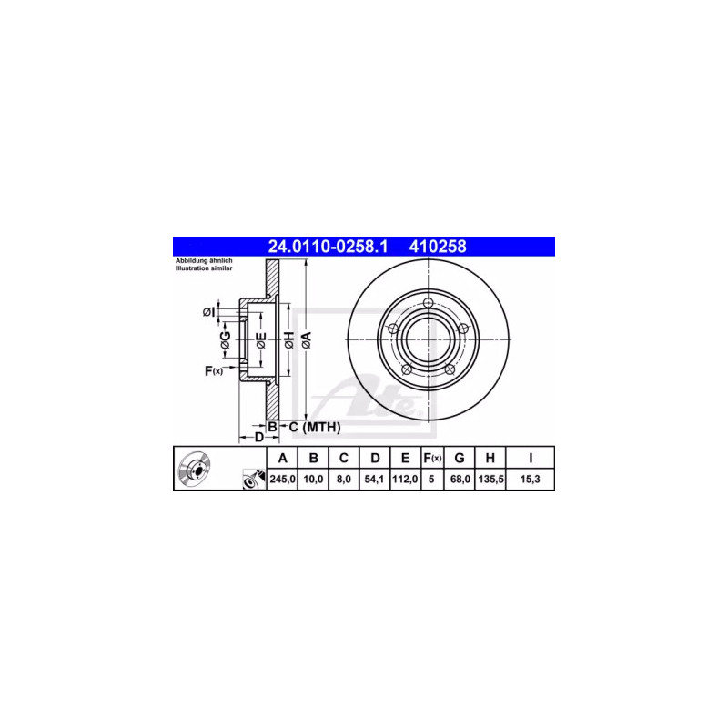 Stabdžių diskas  ATE 24.0110-0258.1