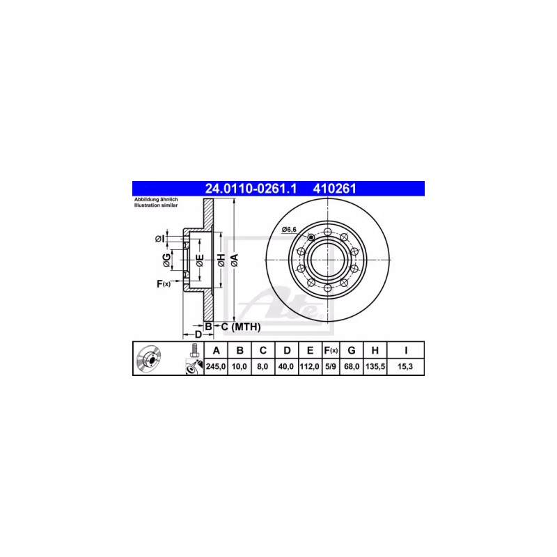 Stabdžių diskas  ATE 24.0110-0261.1