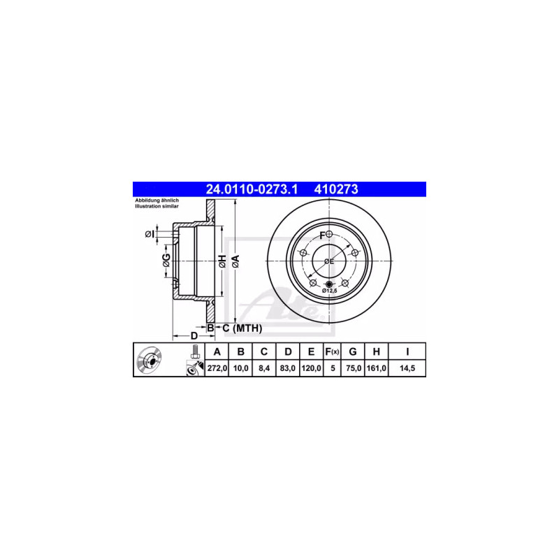 Stabdžių diskas  ATE 24.0110-0273.1