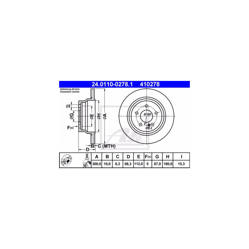 Stabdžių diskas  ATE 24.0110-0278.1
