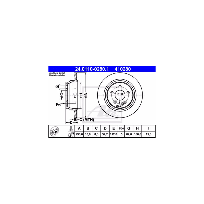 Stabdžių diskas  ATE 24.0110-0280.1
