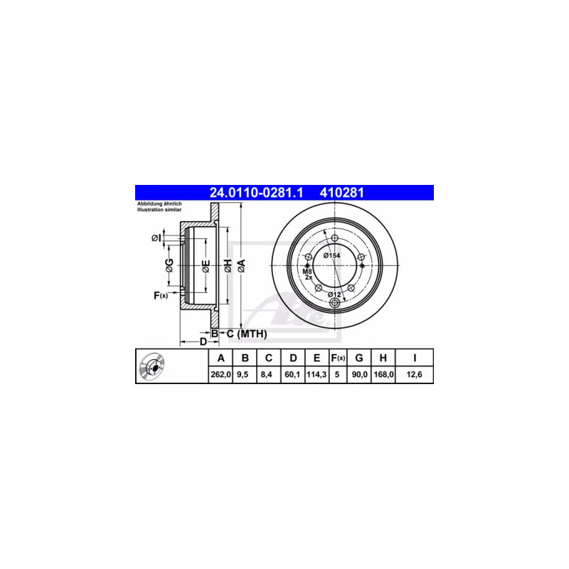 Stabdžių diskas  ATE 24.0110-0281.1