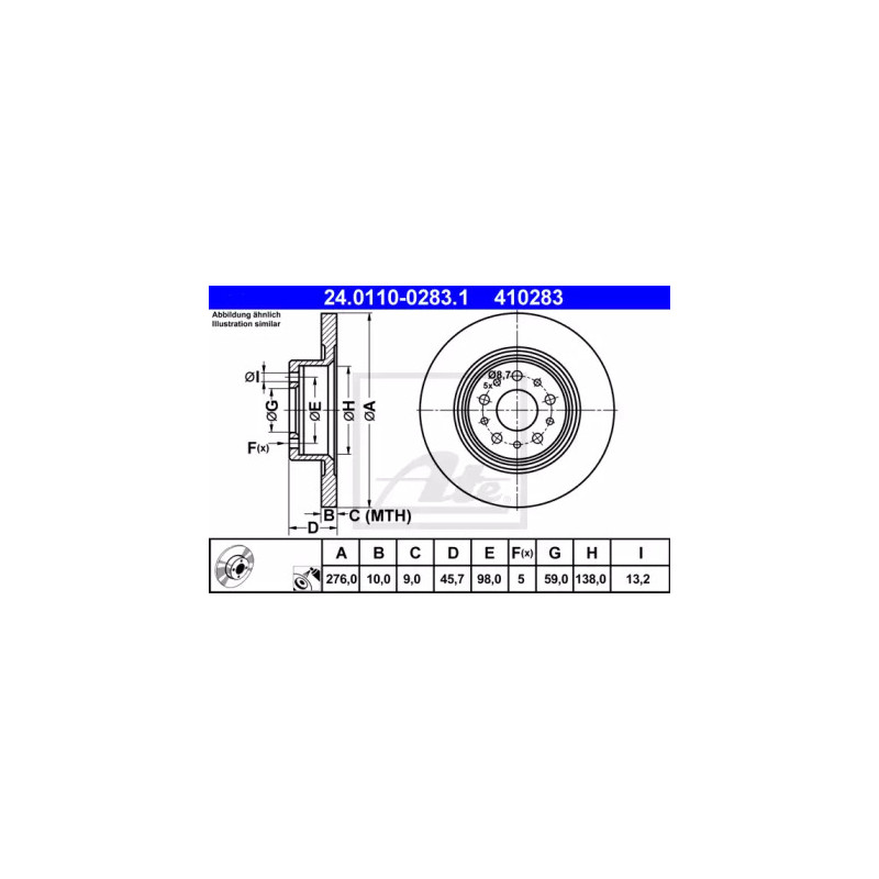 Stabdžių diskas  ATE 24.0110-0283.1