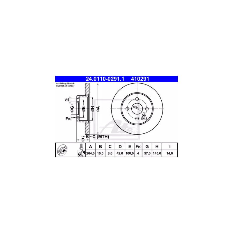 Stabdžių diskas  ATE 24.0110-0291.1