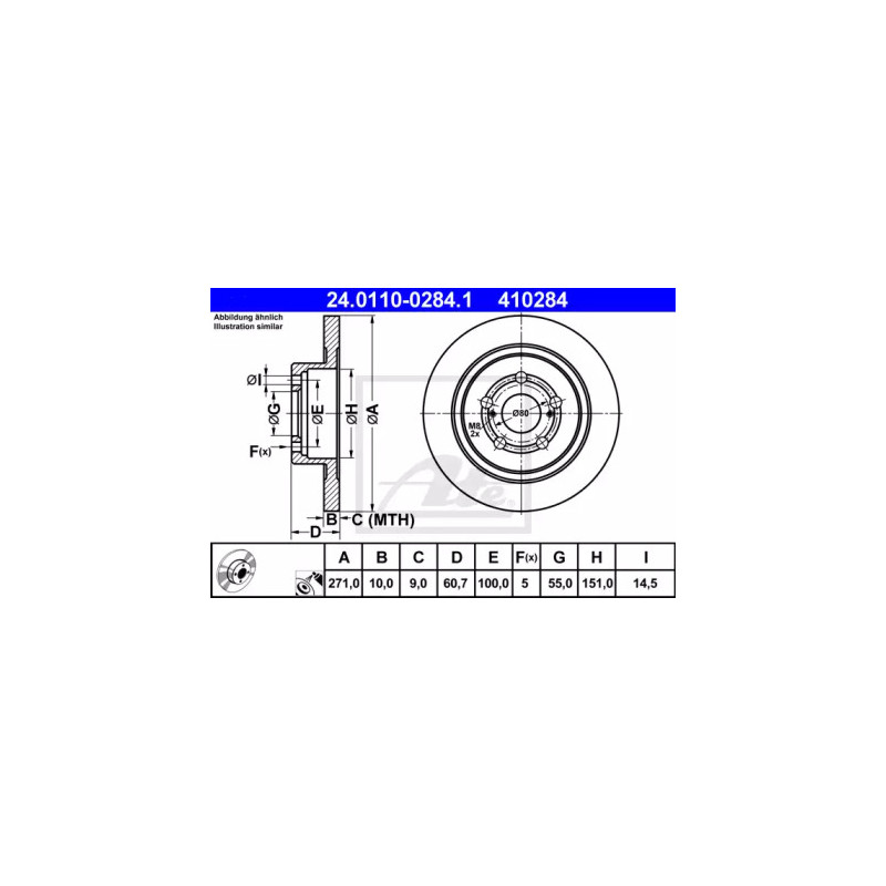 Stabdžių diskas  ATE 24.0110-0284.1