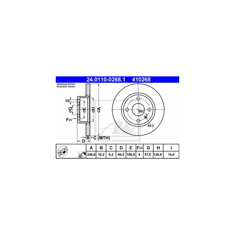 Stabdžių diskas  ATE 24.0110-0268.1