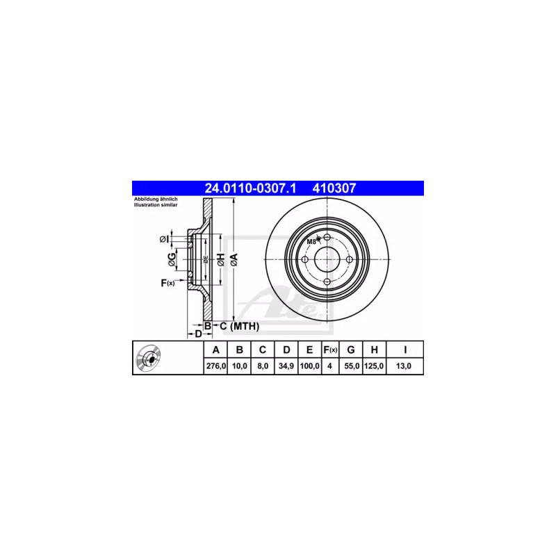 Stabdžių diskas  ATE 24.0110-0307.1