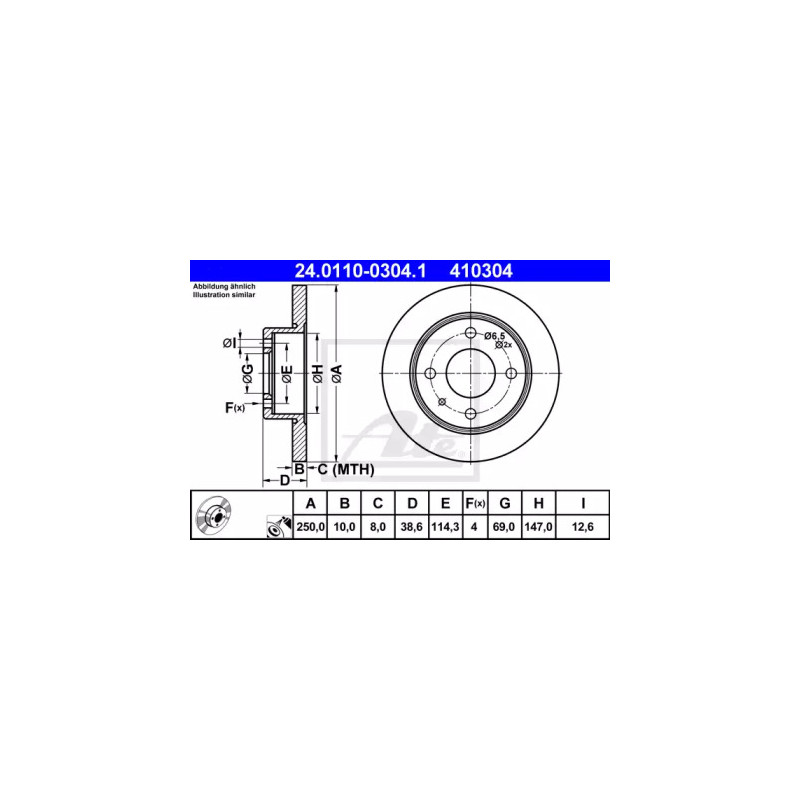 Stabdžių diskas  ATE 24.0110-0304.1