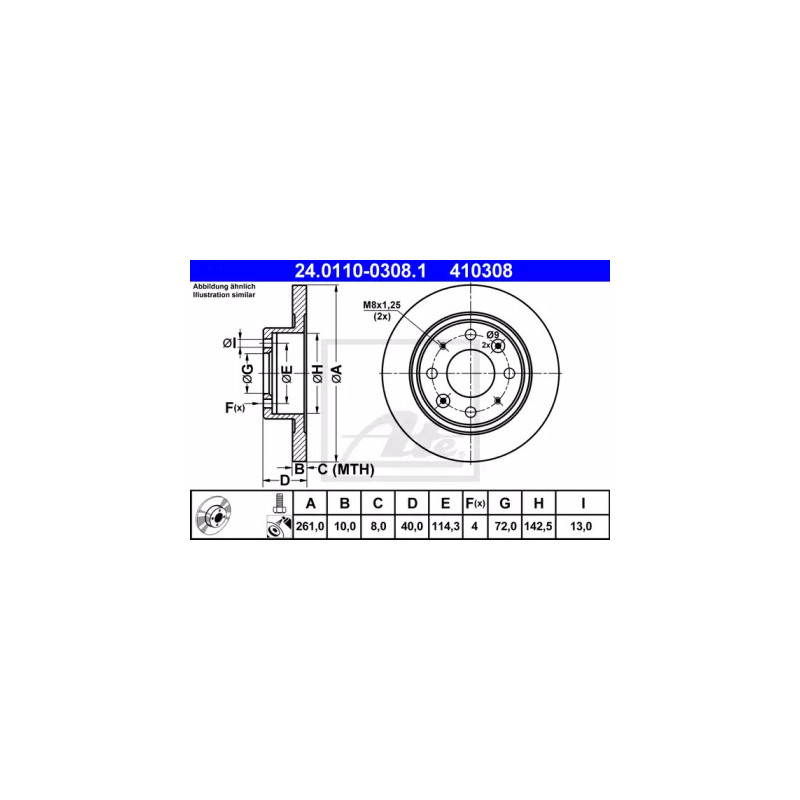 Stabdžių diskas  ATE 24.0110-0308.1