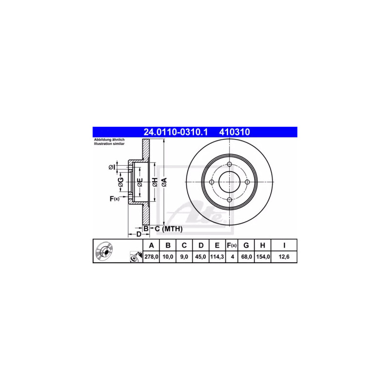 Stabdžių diskas  ATE 24.0110-0310.1