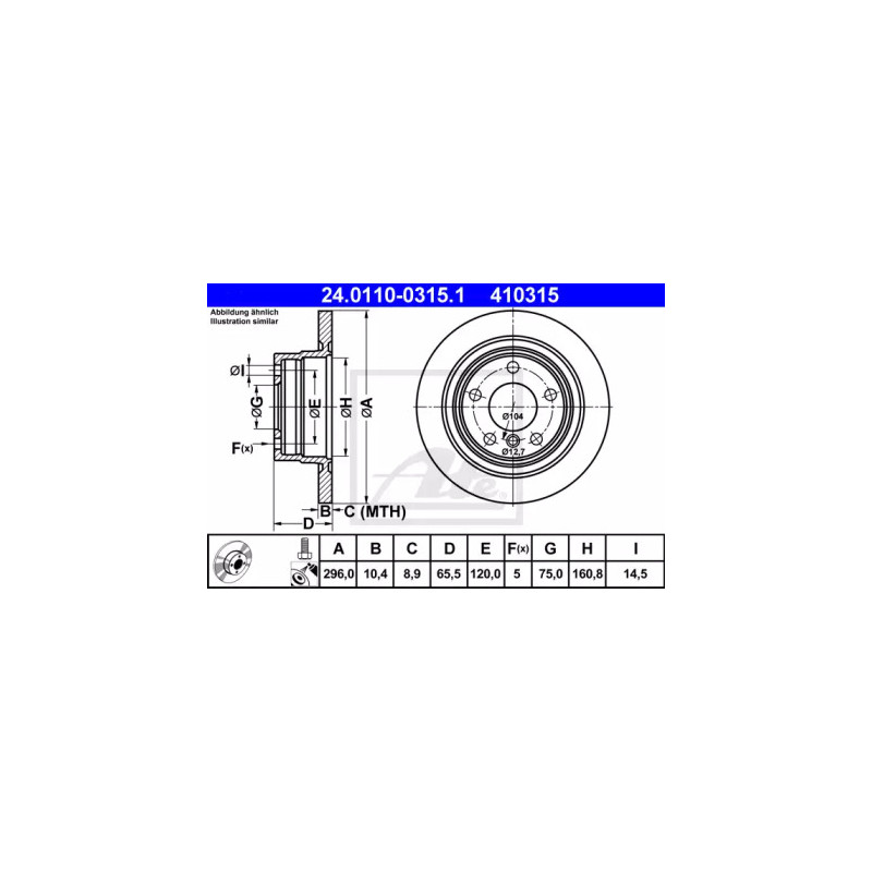 Stabdžių diskas  ATE 24.0110-0315.1