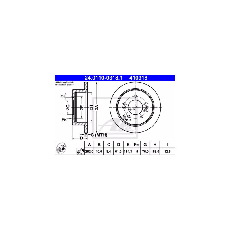 Stabdžių diskas  ATE 24.0110-0318.1