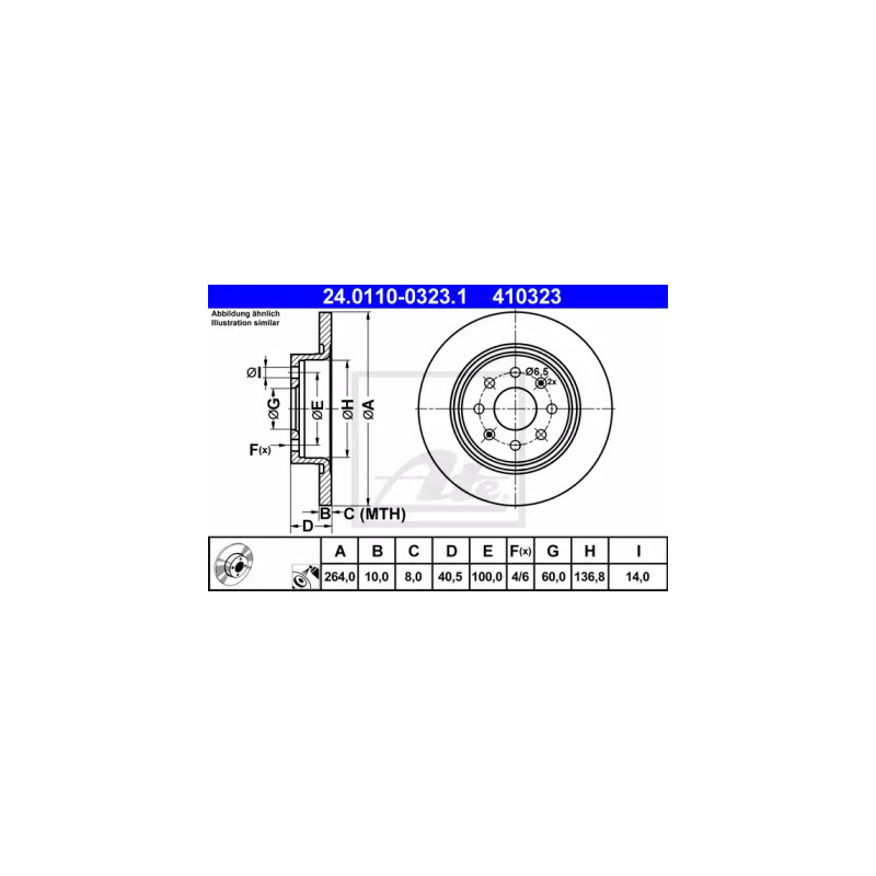 Stabdžių diskas  ATE 24.0110-0323.1