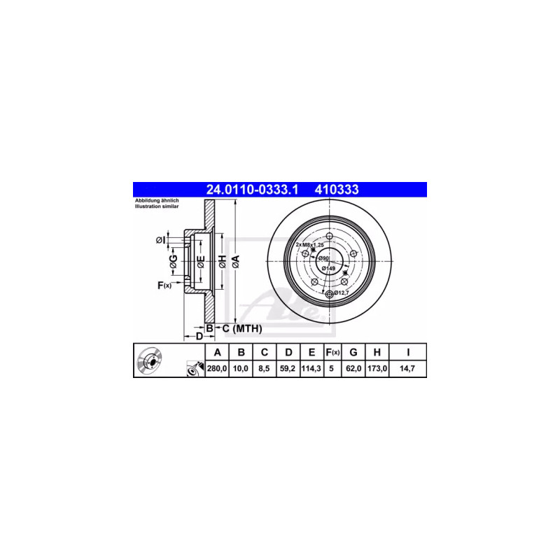 Stabdžių diskas  ATE 24.0110-0333.1