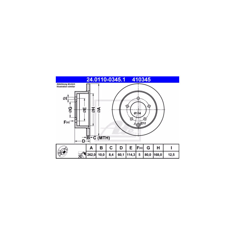 Stabdžių diskas  ATE 24.0110-0345.1