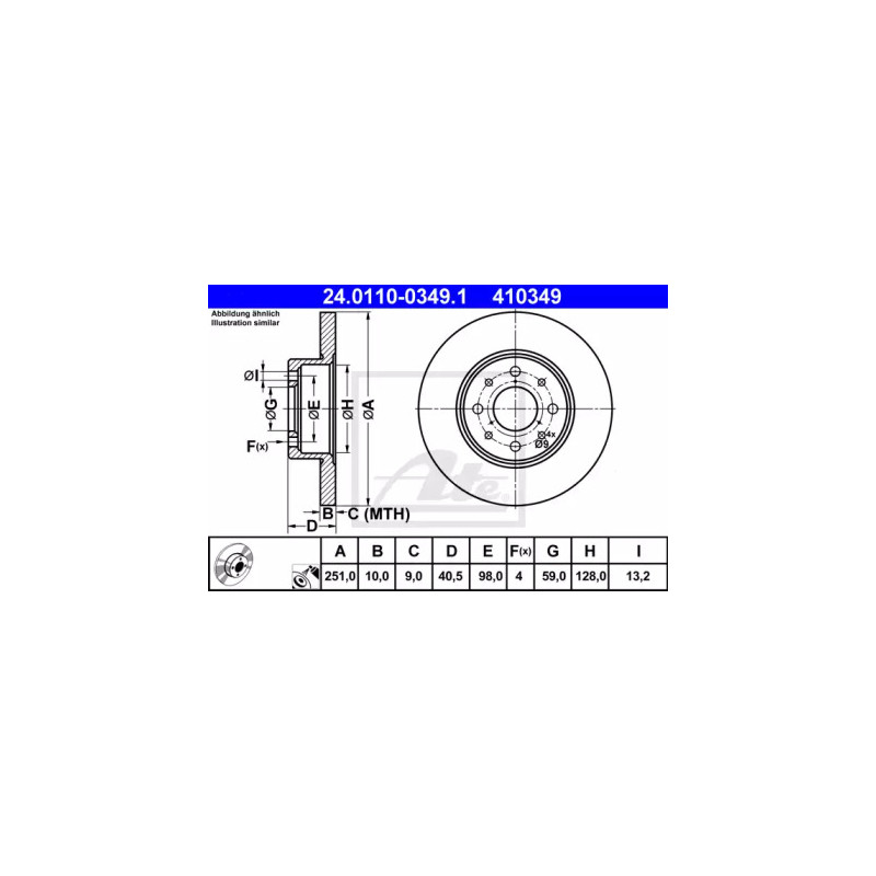 Stabdžių diskas  ATE 24.0110-0349.1