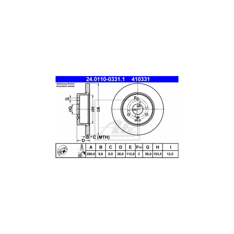 Stabdžių diskas  ATE 24.0110-0331.1
