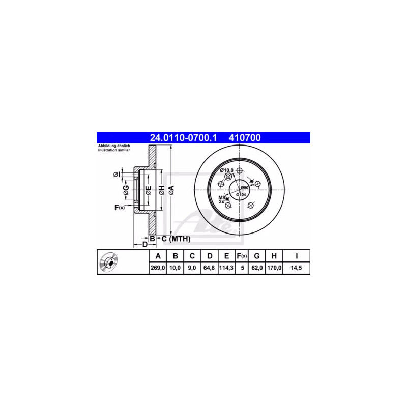 Stabdžių diskas  ATE 24.0110-0700.1