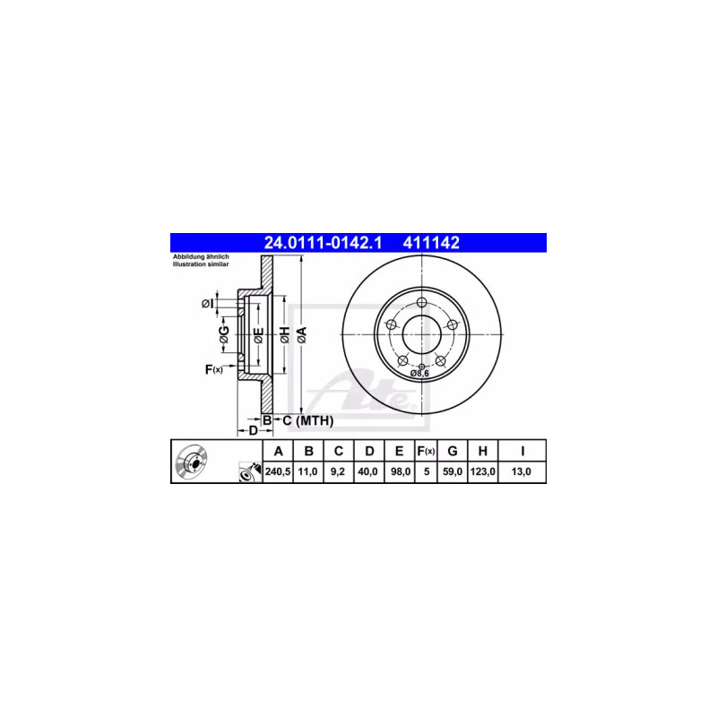 Stabdžių diskas  ATE 24.0111-0142.1