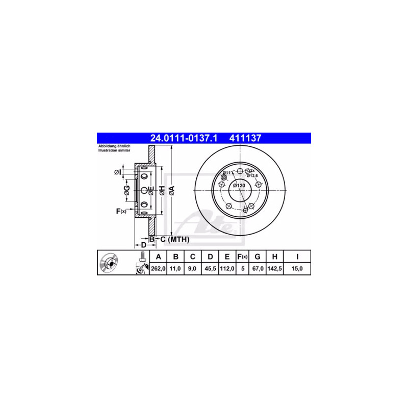 Stabdžių diskas  ATE 24.0111-0137.1